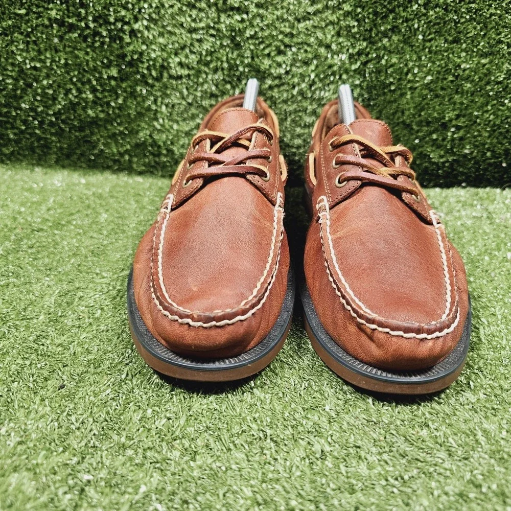 Polo Ralph Lauren Bienne Brown Leather Casual Boat Shoes Mens Size 10.5